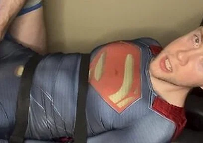 Tied Superman Cumshot Twink