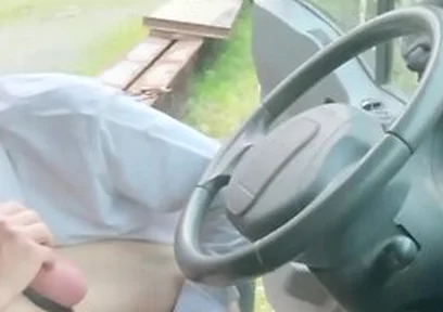 Masked Cock Sucker In Suit Blows My Big Dick In My Truck With The Door Wide Open
