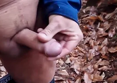 Guy Walks With His Dick Out, Jerks Off And Cums In The Forest
