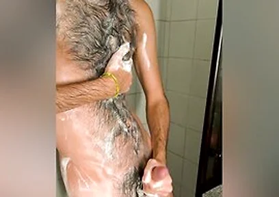 146-a Brazilian Latino Hairy Otter Jerks Off In The Shower