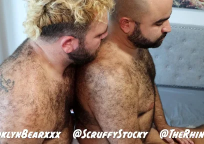 Hairy Bear Top Pounds Two Bottoms: Threesome Jockstrap Fucking