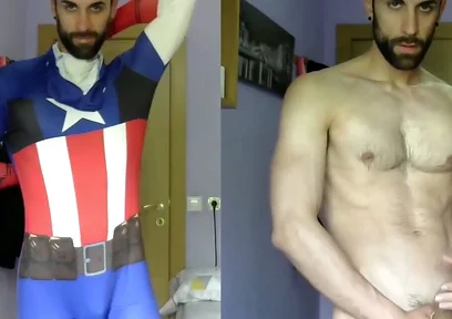 Captain America Jerking off and Cumming