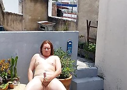 Redhead (ginger) Man Naked Taking The Sun While Wetting And Masturbating