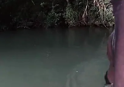 Jerking off in a Public River Untill I Drop a Massive Cumshot in My See Thru Leggings