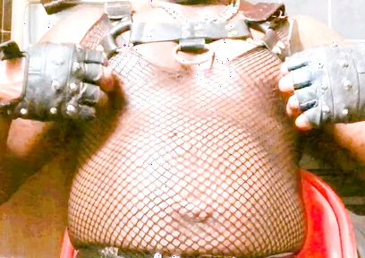 Fishnet Bodysuit & Leather Harness Titplay BBC Verbal Heavy Cum Scenes