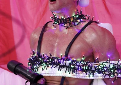 Santa Came by Early, so I Locked His Ass Down Using His Own Ropes and Used My Milking Machine to Take His Milk for Once