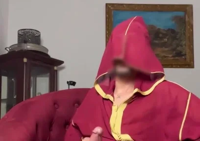 Arab Man with Jellaba Playing with His Muslim Huge Cock