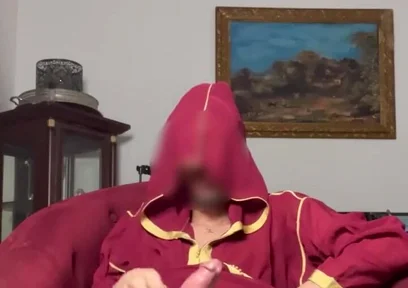 Arab Guy Wearing Jellaba Showing off and Edging His Fat Muslim Dick Before Cumming