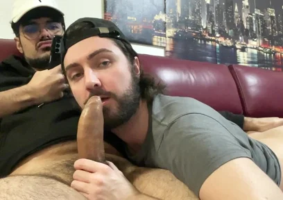 Sucking My Friend's Cock While Looking at His Mobile and Squeezing His Milk with My Ass