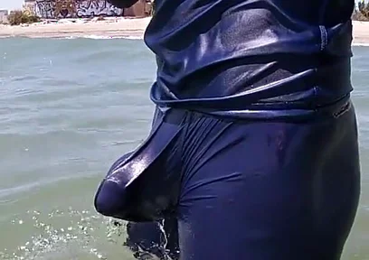 Surfer Gets Erect in His Lycra for the Pleasure of the People