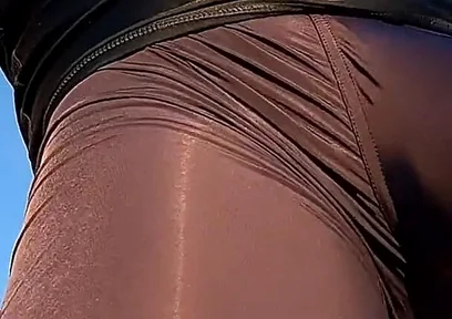 Fitness Instructor in Tight Spandex Gets Erect While Stretching (precum)