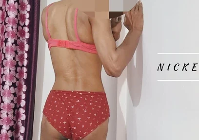 Skinny Sissy Enjoying in Bra and Pantie