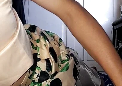 Cum Wearing Satin Set of Tank Top and Skirt