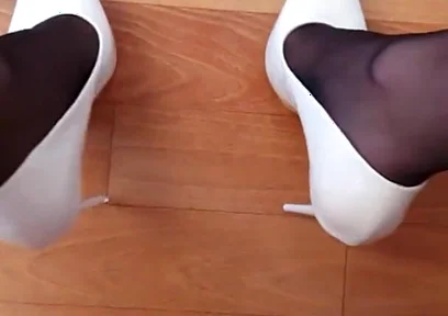First Cumshots on New White Heels