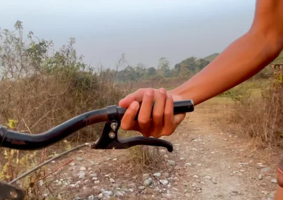 Nude Desi Boy Riding a Bicycle in the Open Outdoors.