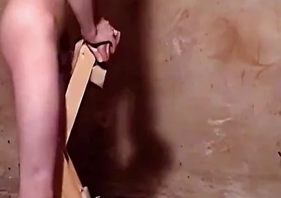 Fleshlight Stand Fuck with Wooden Anal Plug Masturbation