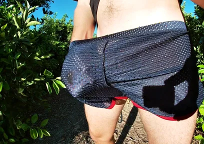 Cumming in My Sport Shorts Outdoors