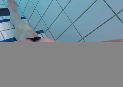 Underwater Close-up: Fat Guy Extensive Masturbates His Thick Foreskin Cock in a Public Swimming Pool