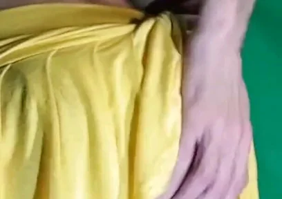 Pale Yellow Thong Under Yellow Skirt