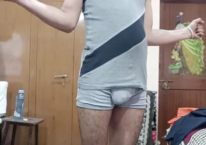 Indian Man Show Excercise in Underwear