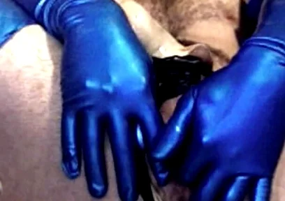 Latex Masked Sub in Stockings Fucks Its Ass with Huge Dildo