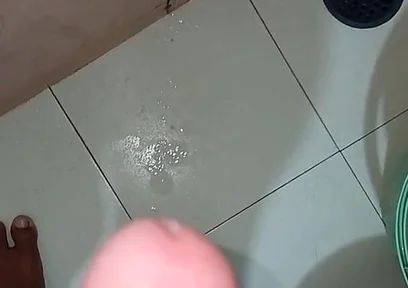 Solo Cock Cummshot Mastrubation in Bathroom