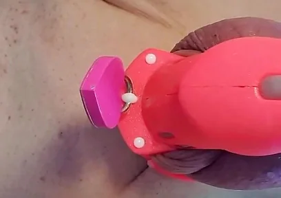 Anal Dildo Fucking and Squirting While Locked in Chastity