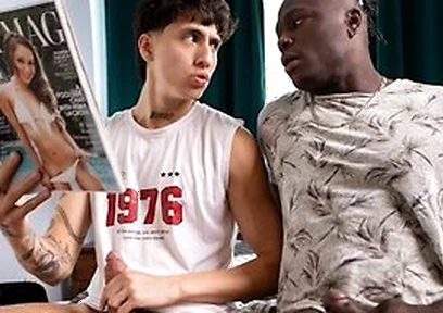 Str8 Buddies Angel Elias & Harrison Feels Jerk Off While Watching Old Porn Magazine