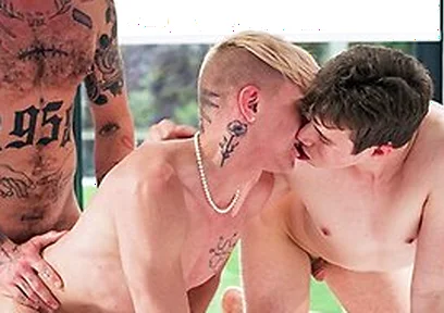 Kinky Chris Damned Prepares Harley Xavier & Adam Awbride For Double-ended Dildo