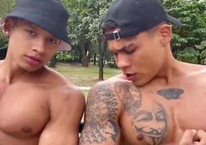 Two Hot Latino Guys Show Their Muscles