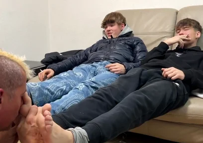 Sniffing feet and socks masters