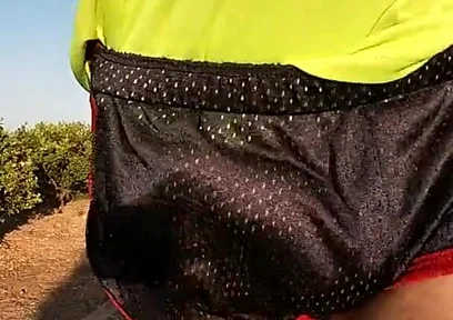 Tight Shiny Sport Shorts Bulging Routine (freeballing Outdoors)