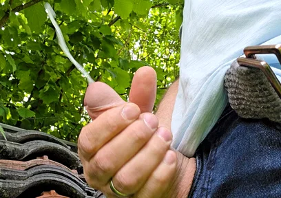 My Big Fat Cock! Playing and Cumming Outside