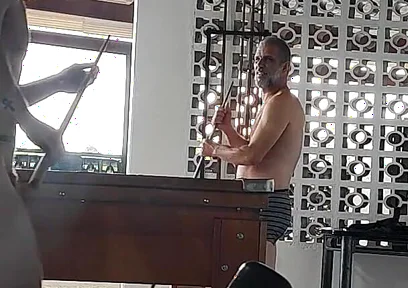 Camera Films Straight Players Playing Pool and Naked