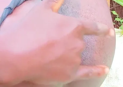 Horny African Bottom Asshole Fingering Outdoors
