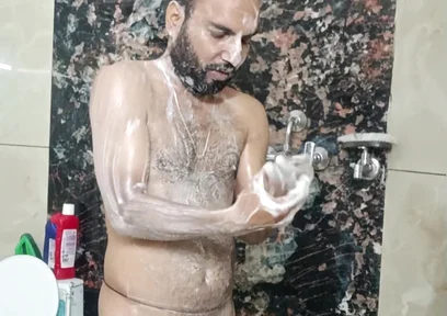 Desi Police Officer Having Shower