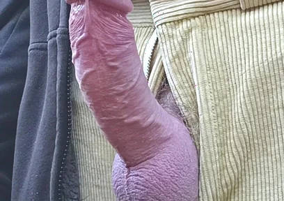 Big Uncut Cock Creamy Cum Outdoor Edging Wearing Cords
