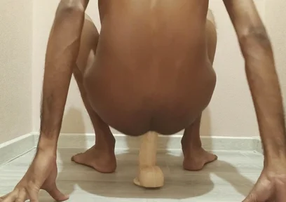 Dirty Gay Boy Taking a Huge Cock Dildo in His Asshole and Moaning Hard