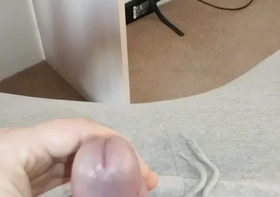 When I'm Home Alone - Jerking off My Shaved Dick Ended in an Orgasm on a Gaming Chair
