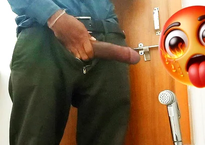 Today in the Office Toilet, I Spit on My Cock, Masturbated and Ejaculated