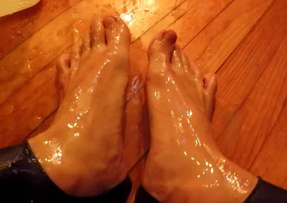 Masked Sissy in Leotard Cums and Piss on Feet