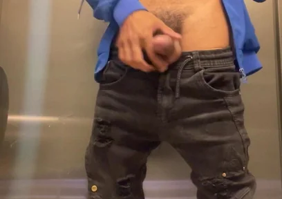 Enjoying Masturbation in a Public Bathroom