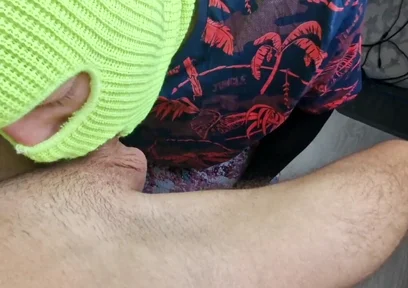 A Man in a Skirt Sucks My Huge Dick, Eat My Cum Man!