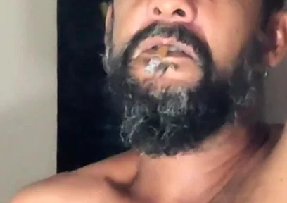 Smoking in Red Underwear