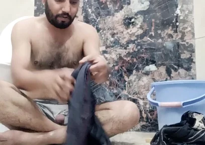 Indian Desi Man Enjoy Shower and Home Duty