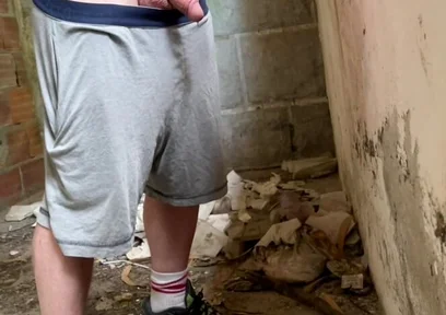 Boy Caught Pissing Handsfree in an Abandoned Building