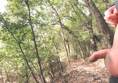 A Boy with a Small Foreskin Pees a Huge Stream Outdoors