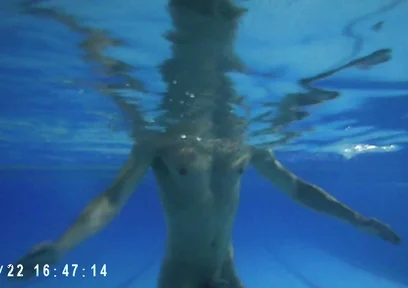 Indoor Public Pool Solo Uncut Nude Fit Man Swimming