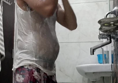 Man Enjoys Shower