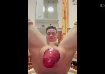 Huge Anal Prolapse in the Bathroom in Different Poses